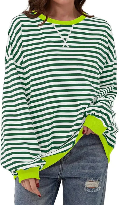 StripeAura – Sudadera de rayas color block para mujer