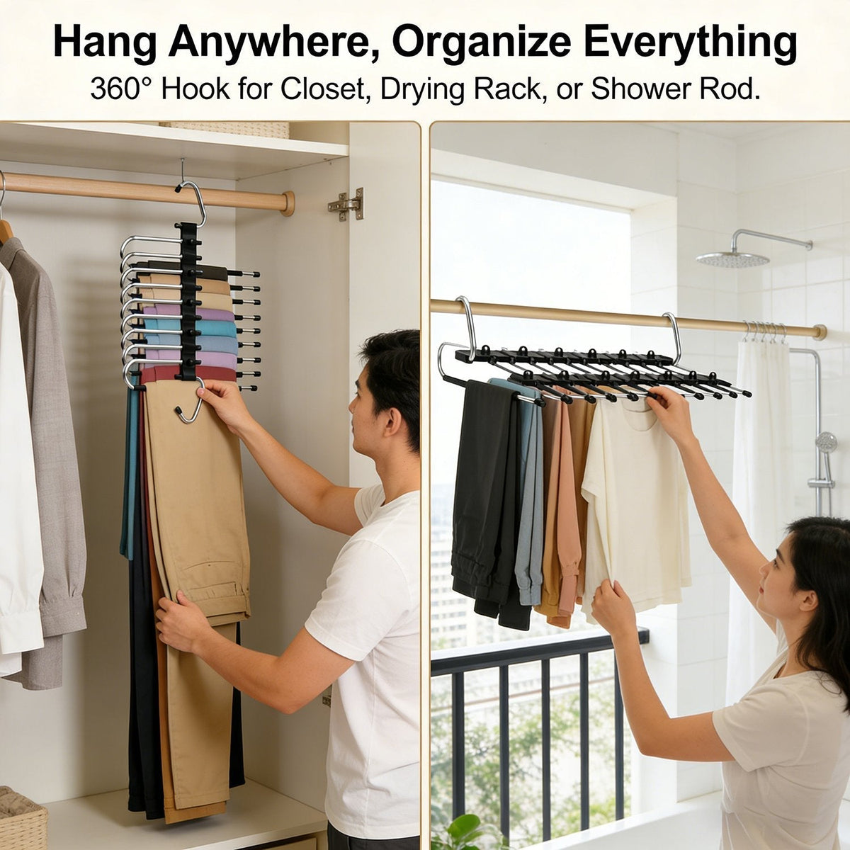 ClosetMax – Organizador de pantalones colgante de 9 niveles