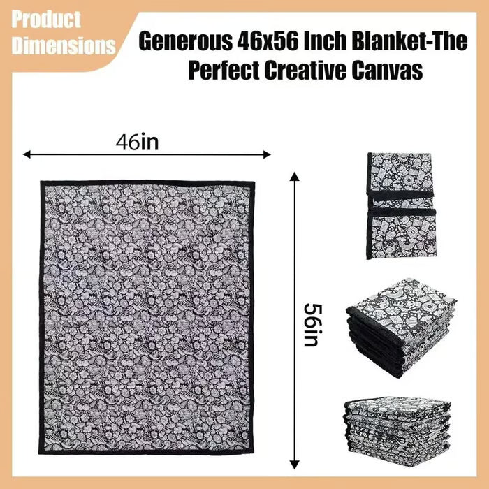 DoodleBlanket – Manta Polar para Colorear DIY de 127x152 cm con 24 Marcadores
