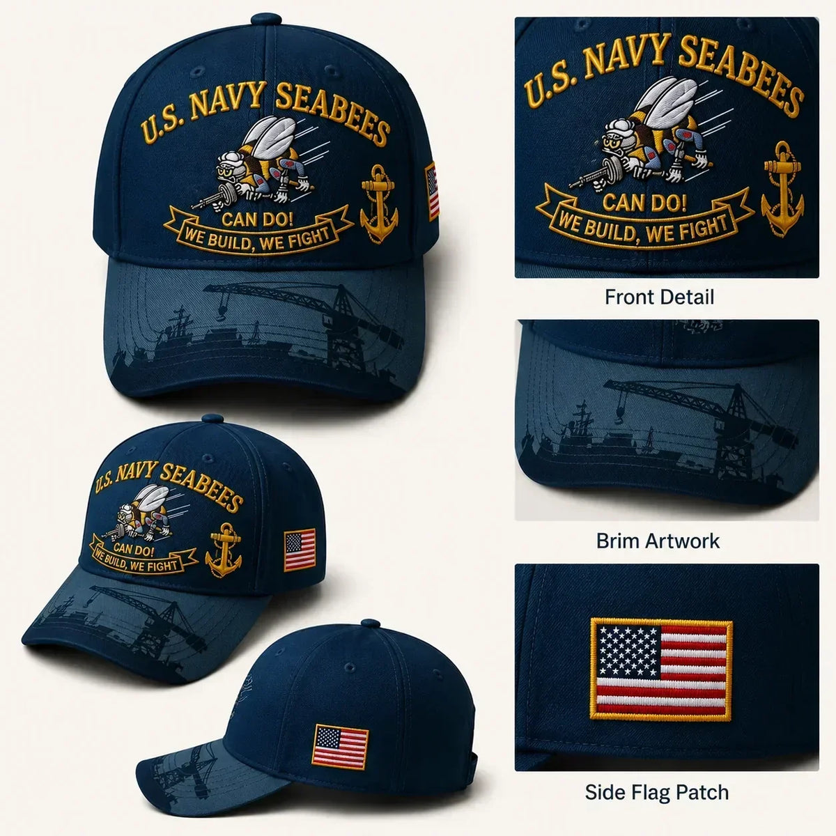 Seabee - Gorra de homenaje "¡Sí se puede!" de los Seabees de la Marina de EE. UU. 🇺🇸
