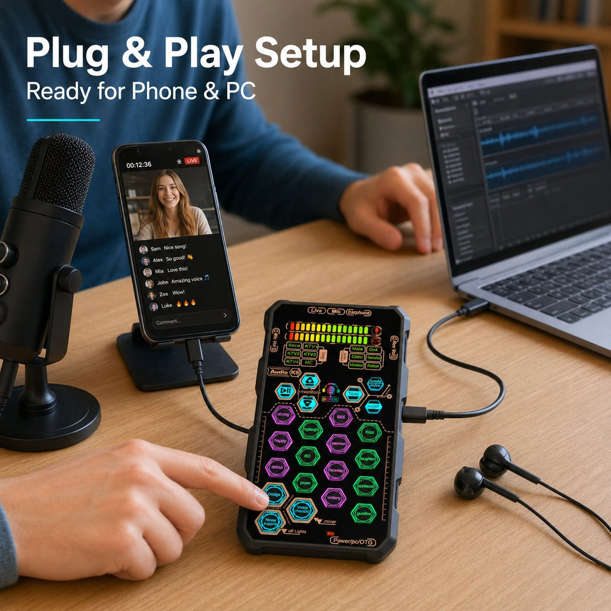SoundMorph – Tarjeta Cambiador de Voz Portátil en Vivo