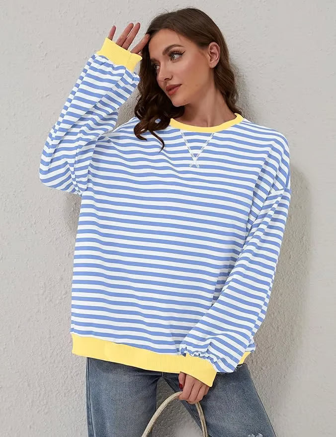 StripeAura – Sudadera de rayas color block para mujer