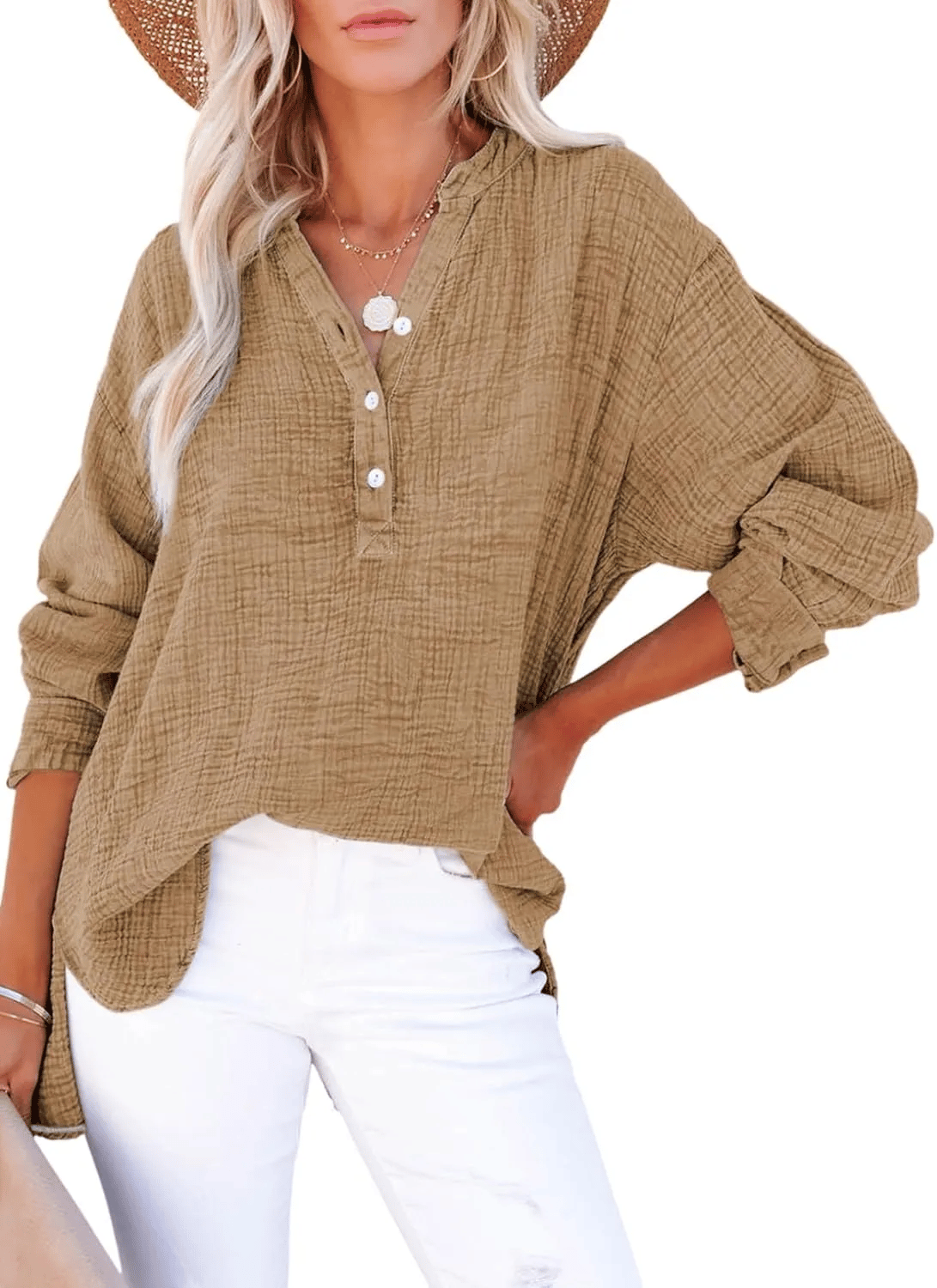 CloudFit – Lässige Oversized-Bluse aus Musselin für Damen