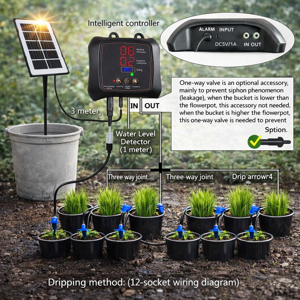 💧 Kit de riego por goteo solar para 12 plantas 🔥