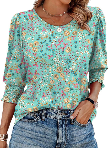 StyleBreeze – Blusa elegante de corte relajado con manga 3/4