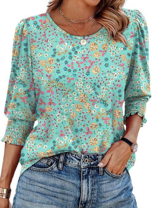 StyleBreeze – Blusa elegante de corte relajado con manga 3/4