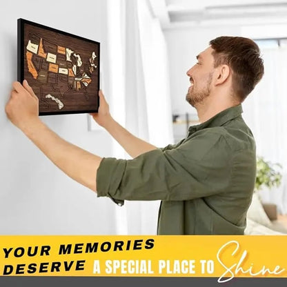 AtlasCraft – USA-Reisekarten-Puzzle aus Holz als Wanddekoration