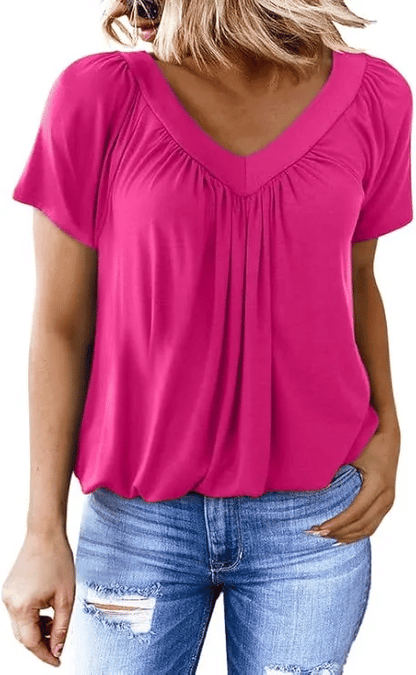 AuraFit | Camiseta casual de cuello en V para mujer clásica