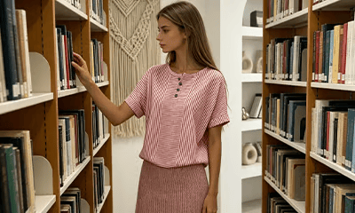 LunaWear – Blusa de manga corta con cuello redondo