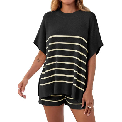 BellaVive – Conjunto de ropa de descanso a rayas chic