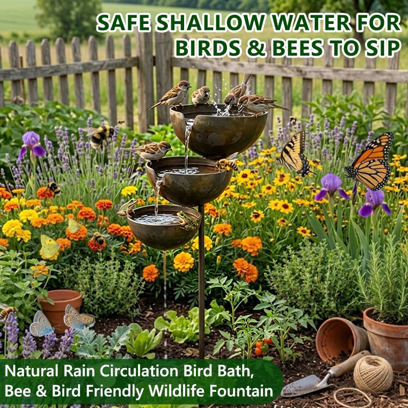 RainHaven – Baño para pájaros con recolector de agua de lluvia