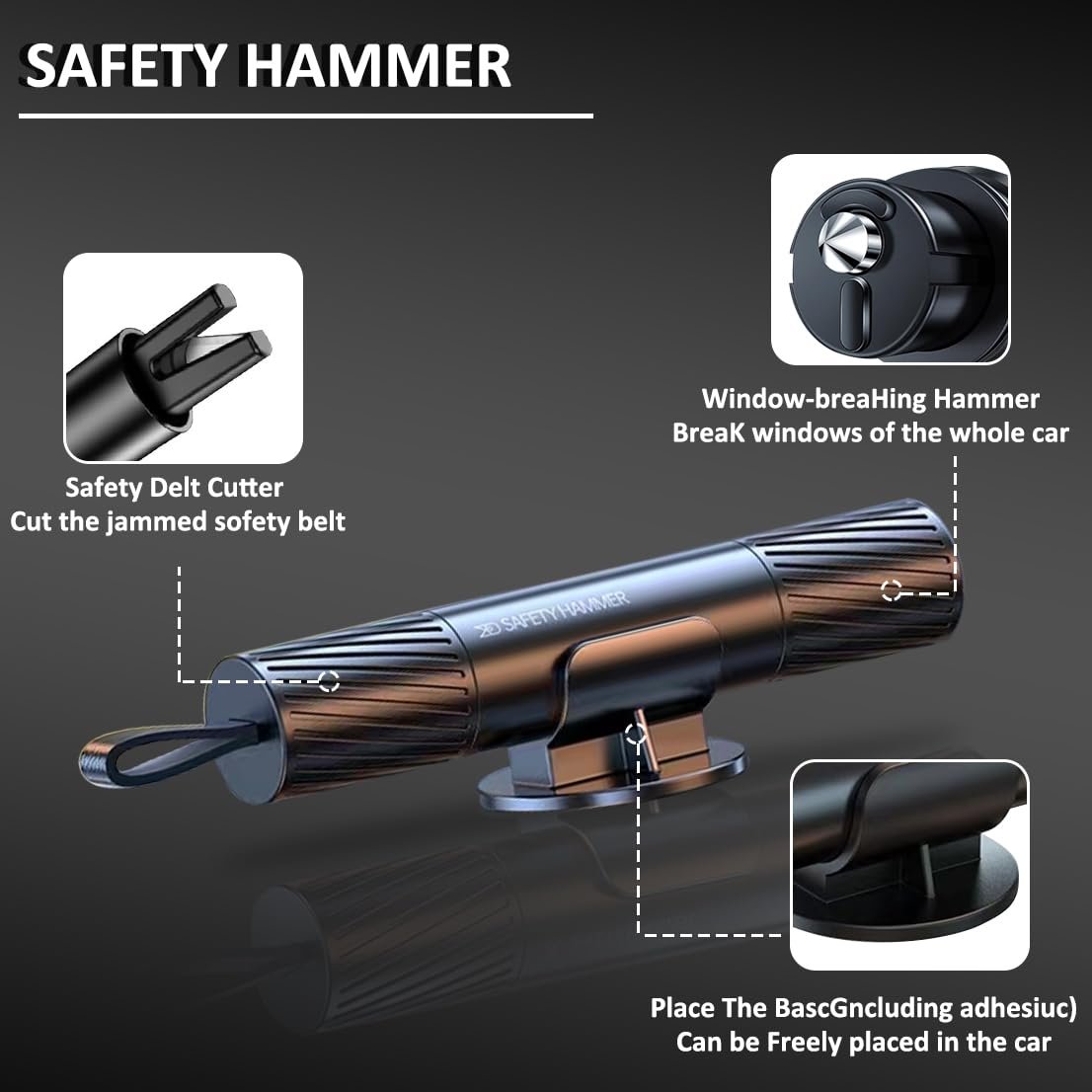LifeSaverPro – Herramienta de Martillo Rompecristales de Emergencia