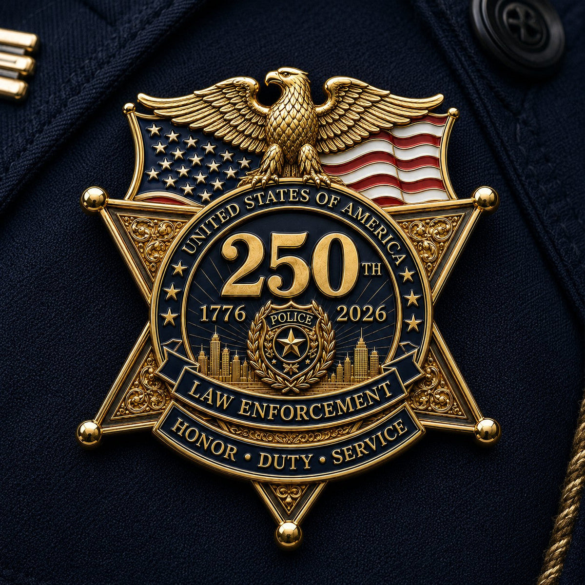 LibertyShield – Broche policial América 250