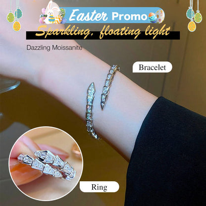 SerpentGlow – Pulsera de brazalete abierto con forma de serpiente de circonita