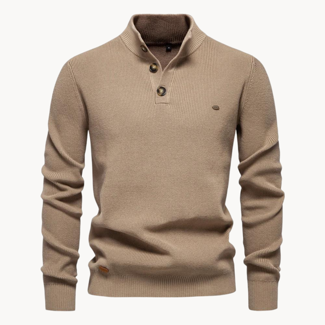 Ashton Button Mockneck Sweater | ALEVITA
