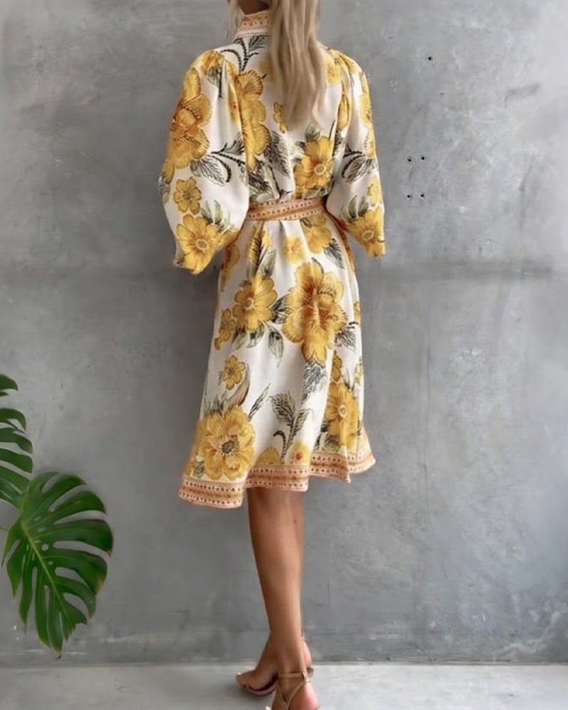 Vestido Estampado Línea A – Elegancia Fluida