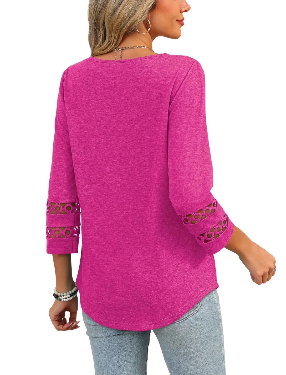 ClairaMode | Locker geschnittenes Damen-T-Shirt mit V-Ausschnitt