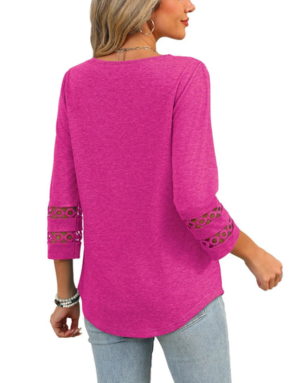 ClairaMode | Locker geschnittenes Damen-T-Shirt mit V-Ausschnitt