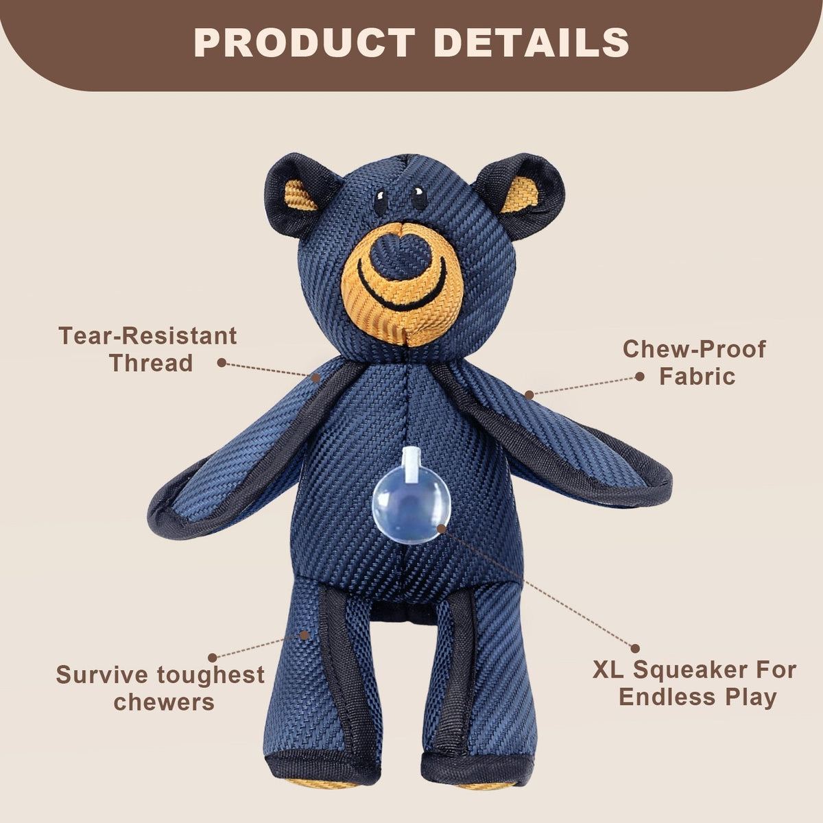 ToughPaws – Juguete para perros irrompible y resistente Unbreaka-Bear