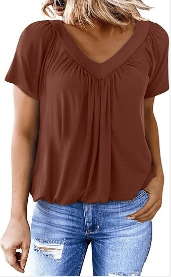 AuraFit | Camiseta casual de cuello en V para mujer clásica