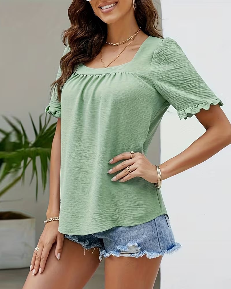 VibeLuxe – Camisa elegante con mangas de volantes
