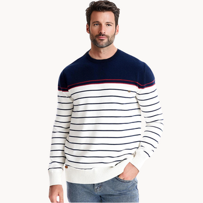 Gestreifter Baumwollpullover im Atlantic-Stil | ALEVITA