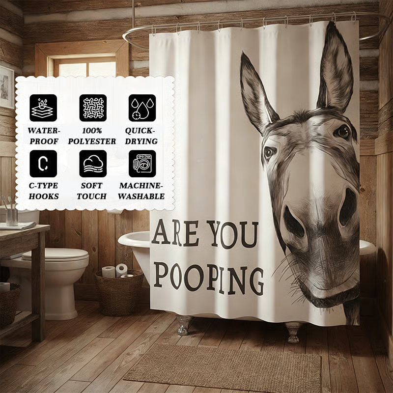 "Are You Pooping?" Donkey Shower Curtain