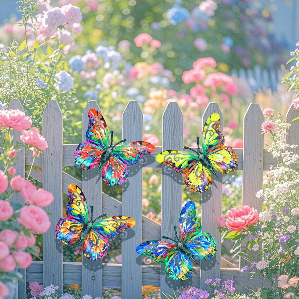 FlutterGlow – Arte de pared de mariposas metálicas