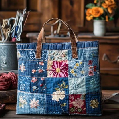 WaveTote – Bolso tipo tote de mezcla de algodón con patrón acolchado