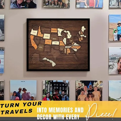 AtlasCraft – USA-Reisekarten-Puzzle aus Holz als Wanddekoration