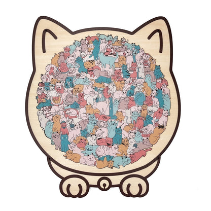 WhiskerCraft – 135-teiliges Katzen-Holzpuzzle