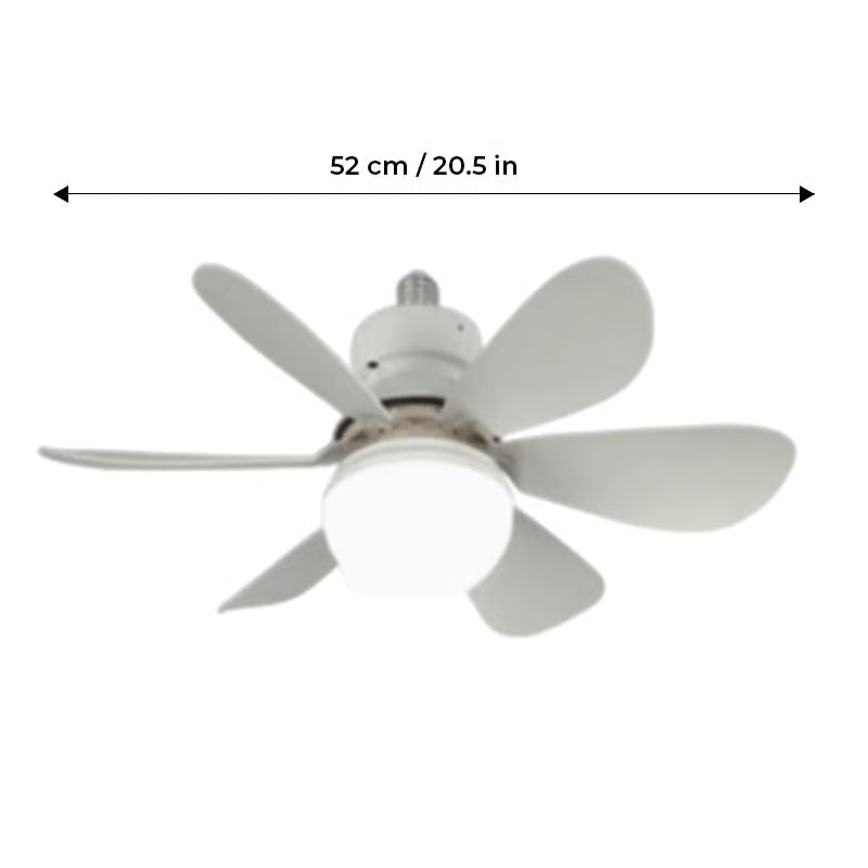 BreezeGlow – Ventilador de Techo de Casquillo con Iluminación LED Ajustable