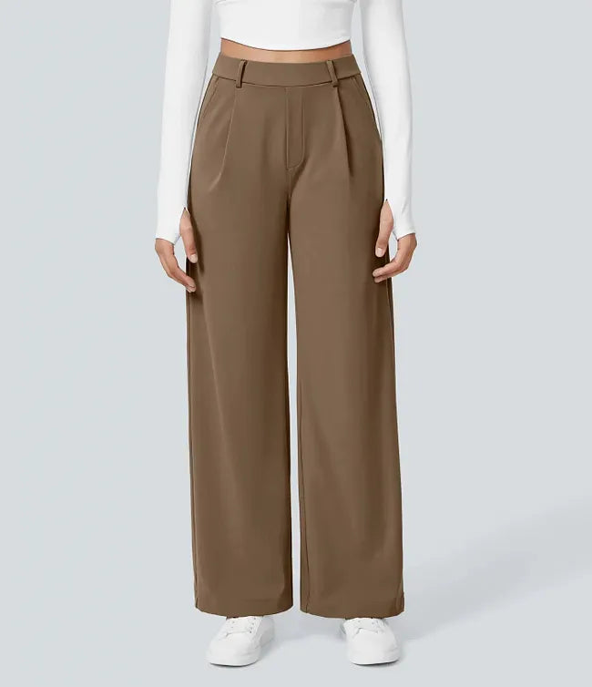 EleganceFit – Pantalones casuales rectos de talle alto
