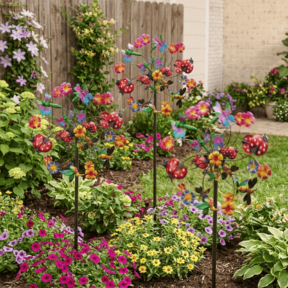☀️🌀 Molinetes de Viento para Exteriores con Flores Decorativas🌸 (Incluye soporte)