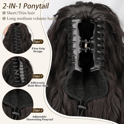 SilkiPony – Extensión de Cola de Caballo de Cabello Natural