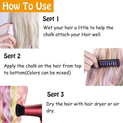 VibeColor – Peine de tiza para el cabello – Kit de estilo creativo