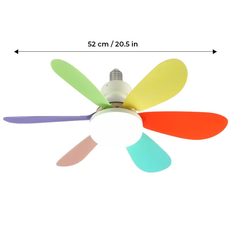 BreezeGlow – Ventilador de Techo de Casquillo con Iluminación LED Ajustable