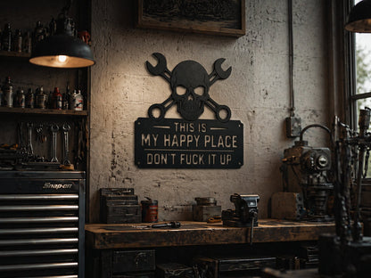 ForgeVibe – „This Is My Happy Place“ Metall-Wandschild