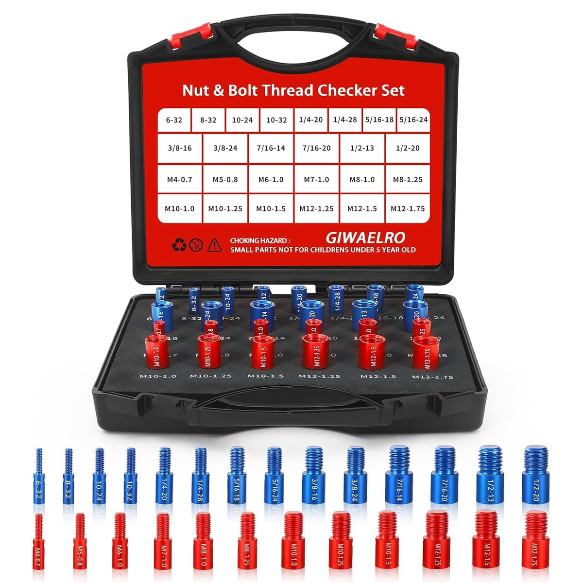ScrewSense – Juego de inspección de roscas de aleación de 44 piezas