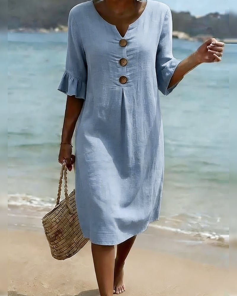 CottonCharm – Vestido con Volantes y Botones en las Mangas