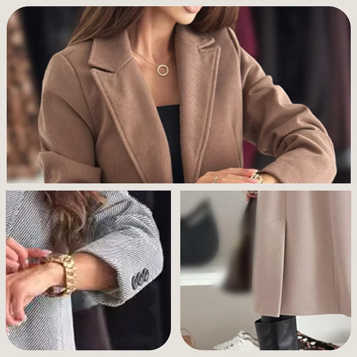 LuxeFemme – Abrigo largo elegante y entallado para mujer