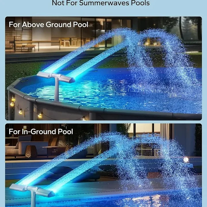 GlowRipple – Fuente solar a control remoto para ambiente de piscina