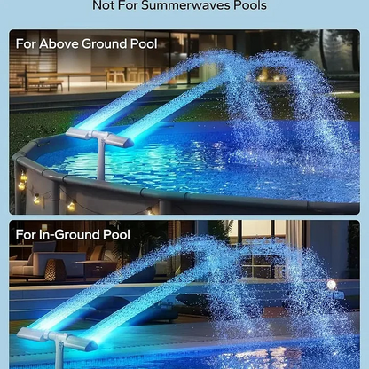 GlowRipple – Fuente solar a control remoto para ambiente de piscina