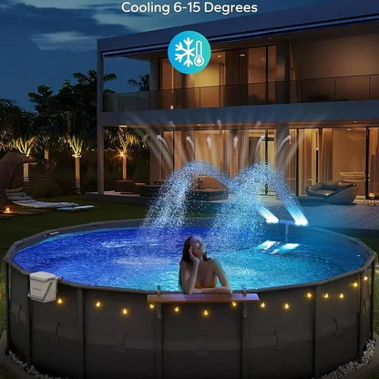 GlowRipple – Fuente solar a control remoto para ambiente de piscina