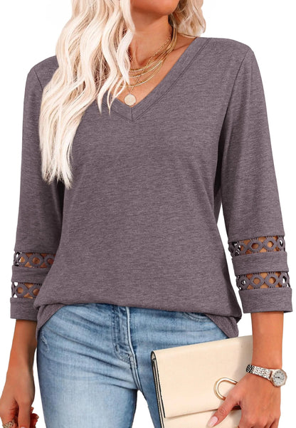 ClairaMode | Locker geschnittenes Damen-T-Shirt mit V-Ausschnitt