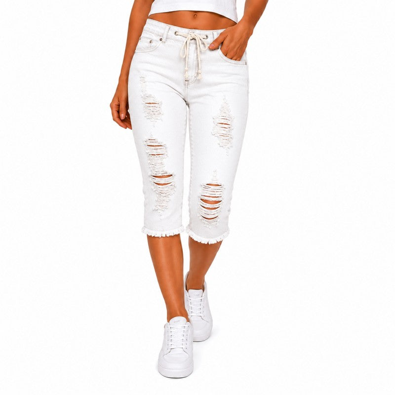 DenimBloom – Jeans vaqueros cortos de tiro alto