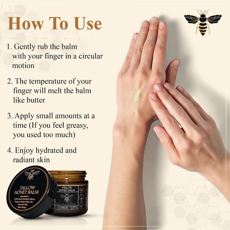 GlowTallow - Bálsamo Nutritivo Orgánico con Miel Cruda