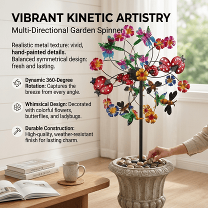 ☀️🌀 Molinetes de Viento para Exteriores con Flores Decorativas🌸 (Incluye soporte)