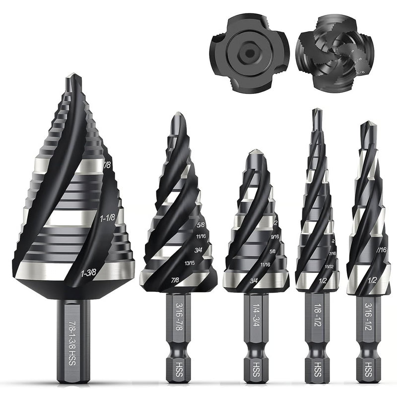SteelForce – Kit de brocas escalonadas en espiral de alta resistencia