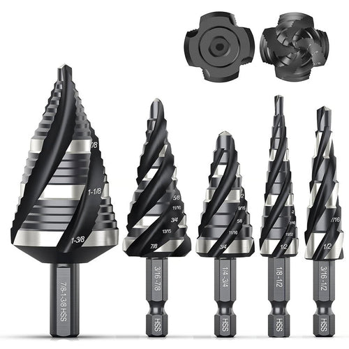 SteelForce – Kit de brocas escalonadas en espiral de alta resistencia
